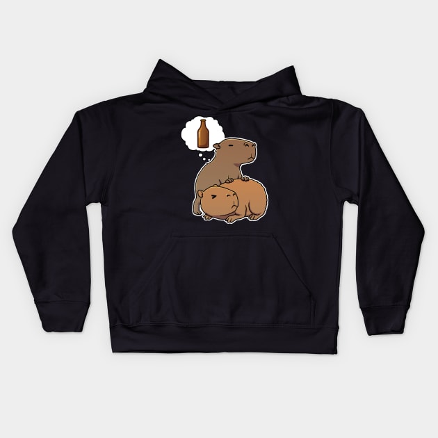 Capybara thirsty for a beer Kids Hoodie by capydays